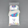 thumbnail image 2 of Ambesonne Birthday Bedding Set 4 Pcs, Balloon Bouquet Hearts, Queen, Multicolor, 2 of 3