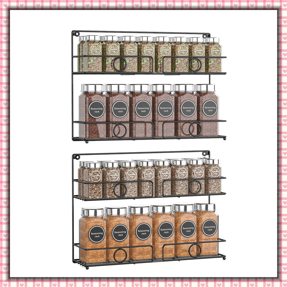 2 Pack 2 Tier Spice Rack Organizer Freestanding & Wall Mount Spice Jars ...