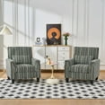 thumbnail image 5 of Modern Striped Accent Chair, Upholstered Armchair Reading Chair with Nailhead Trim, High Back Sofa Chairs with Wood Legs for Living Room, Green, 5 of 9