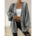 thumbnail image 4 of Women'S Fall Winter Casual Oversized Cardigan Sweater Long Sleeve V Neck Cable Knit Outerwear Coat Black S, 4 of 8