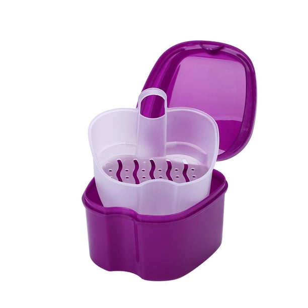 2 Uds Caja Dientes Artificiales Herramientas Limpieza Dentaduras Postizas Portátiles Cuidado La () Púrpura