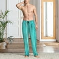 thumbnail image 2 of Mens Pajama Pants, Turquoise Wooden2 Soft Sleep & Lounge Pants for Men, Cuteness Casual PJ Bottoms Pants with Pockets, 2 of 7