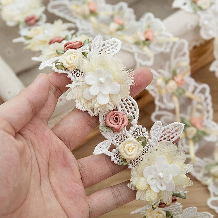 Beaded Trim Wedding Dress Beading Diy 6cm Wide Pearl Beaded Lace Yard Gray Floral Lace Trim