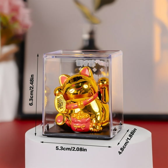 Solar Energy Golden Lucky Cat Statue, Waving Hand Beckoning Cat,Feng Shui Lucky Cats for Home, Office
