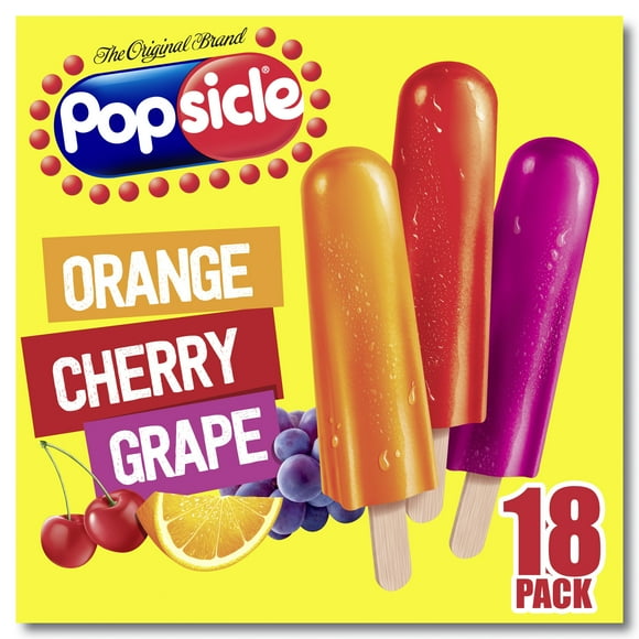 Popsicle Orange, Cherry & Grape Ice Pops, 18 x 48 mL
