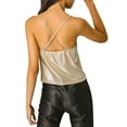 thumbnail image 4 of MODA NOVA Junior's Cowl Neck Sparkly Metallic Glitter Spaghetti Strap Camisole Top Gold XL, 4 of 6