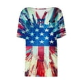 thumbnail image 4 of Womens Red White and Blue Blouse American Flag Shirts Womens Fourth of July Shirt Women Memorial Day Shirts Women Fashion Printing Casual Short Sleeves Blouse V-Neck T-Shirt, 4 of 5
