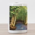 thumbnail image 3 of Rainforest Ceramic Toothbrush Holder, Roots of Mangrove Trees Turquoise Creek Nature Wildlife Themed Print, Decorative Versatile Countertop for Bathroom, 4.5" X 2.7", Green Brown, by Ambesonne, 3 of 4
