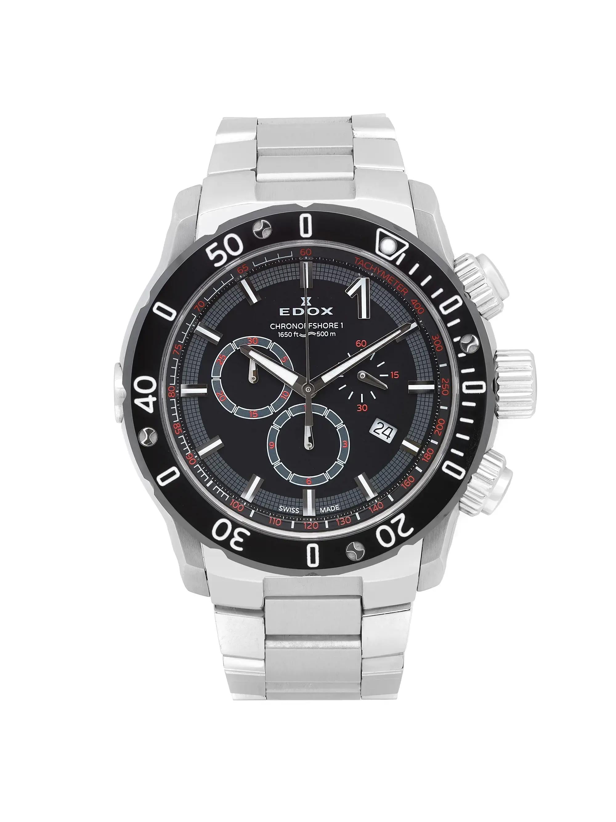 Edox Chronoffshore-1 Chronograph Steel Black Dial Quartz Men Edox Chronoffshore-1 Chronograph Steel Black Dial Quartz Men