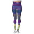 thumbnail image 2 of Gyexs Striped Tights for Women - Green and White / Pink and Purple / Yellow and Blue, Rainbow Print Leggings Purple & Size XXL, 2 of 5