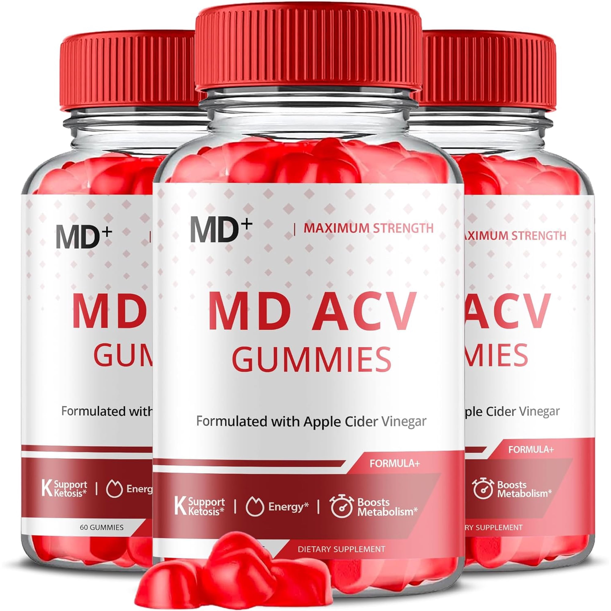 (3 Pack) MD+ Keto ACV Gummies - Apple Cider Vinegar Supplement for Weight Loss - Energy & Focus Boosting Dietary Supplements for Weight Management & Metabolism - Fat Burn - 180 Gummies