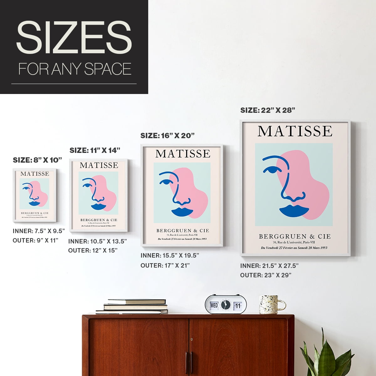 Matisse CDXCIX in White Solid Wood Framed Print No Nail Hanging