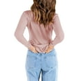 thumbnail image 6 of Liacowi Women Long Sleeve Shirt Ribbed Knit Slim Fit Pullover Tops Bodycon Skinny Cropped Tee Shirts Clubwear Streetwear, 6 of 7