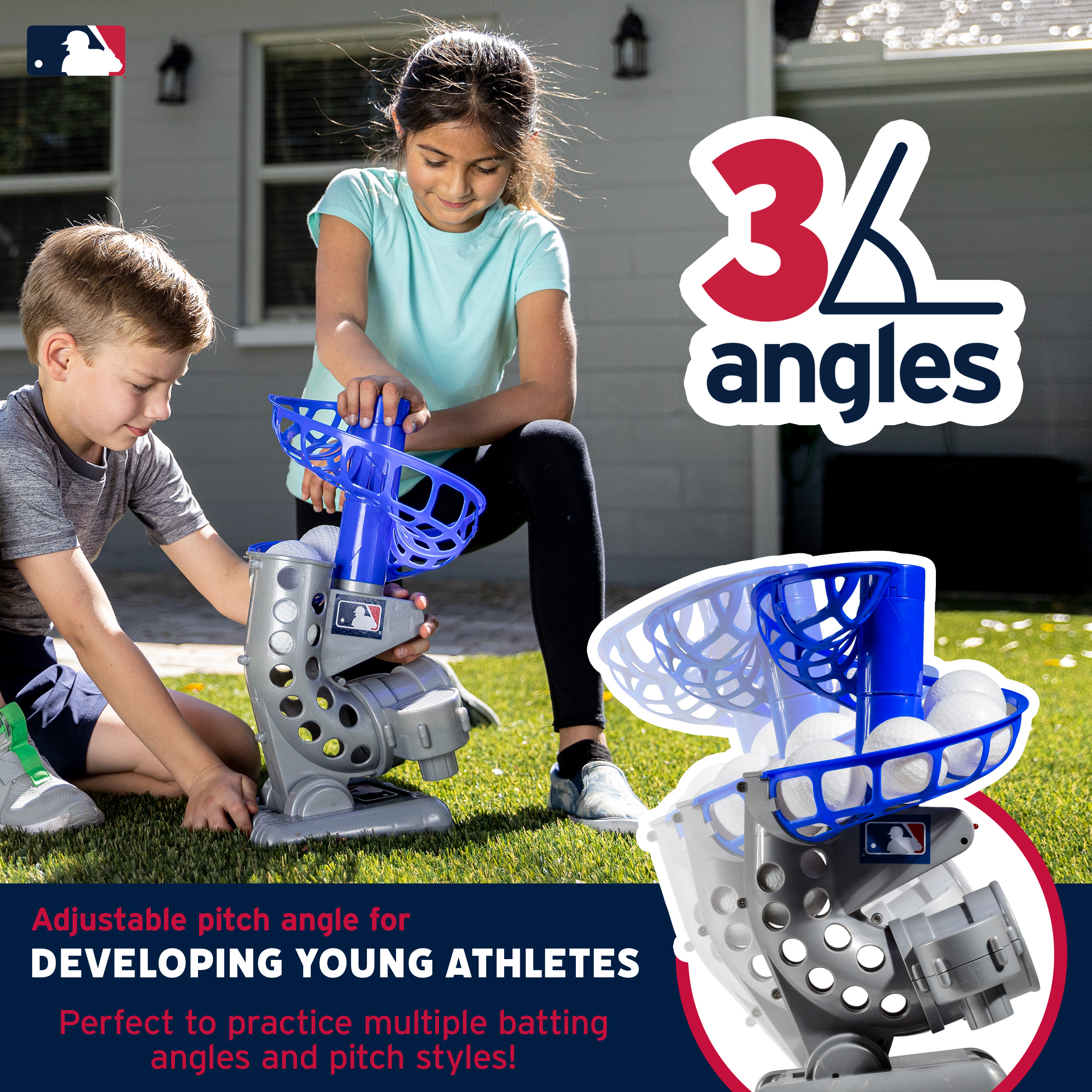 Franklin Sports Kids Baseball Pitching Machine Height Adjustable – 6 Plastic Balls - Grey/Blue - image 8 of 10