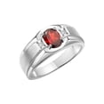 thumbnail image 3 of RYLOS Men's Rings Sterling Silver Classic 7X5MM Oval Gemstone & Diamond Ring Garnet January Birthstone Rings For Men, Silver Rings, Size 8, 3 of 7