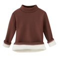 thumbnail image 4 of Ashirexll Girls Long Sleeve Shirts, Fall Shirts, Little Kids Solid Color High Neck Shirts Adding fleece and Thick Warm Casual Top, 4 of 4