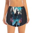 thumbnail image 2 of Balery Artistic Moon Valley Wolf Pantalones cortos deportivos para mujer con forro y dos bolsillos, elásticos, para entrenamiento, gimnasio, yoga-X-Large, 2 of 7