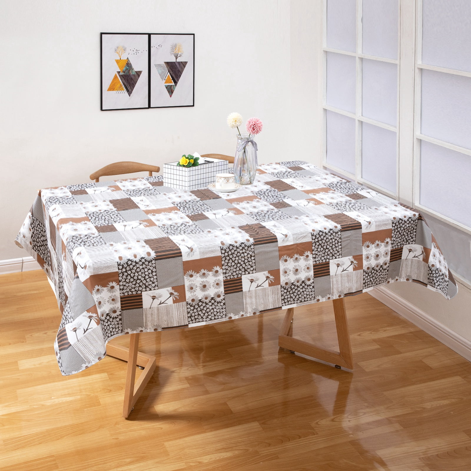 Ray Star 52x90 Christmas Tablecloth Disposable Tablecloth Snowman Halloween Vinyl Tablecloth with Flannel Backing