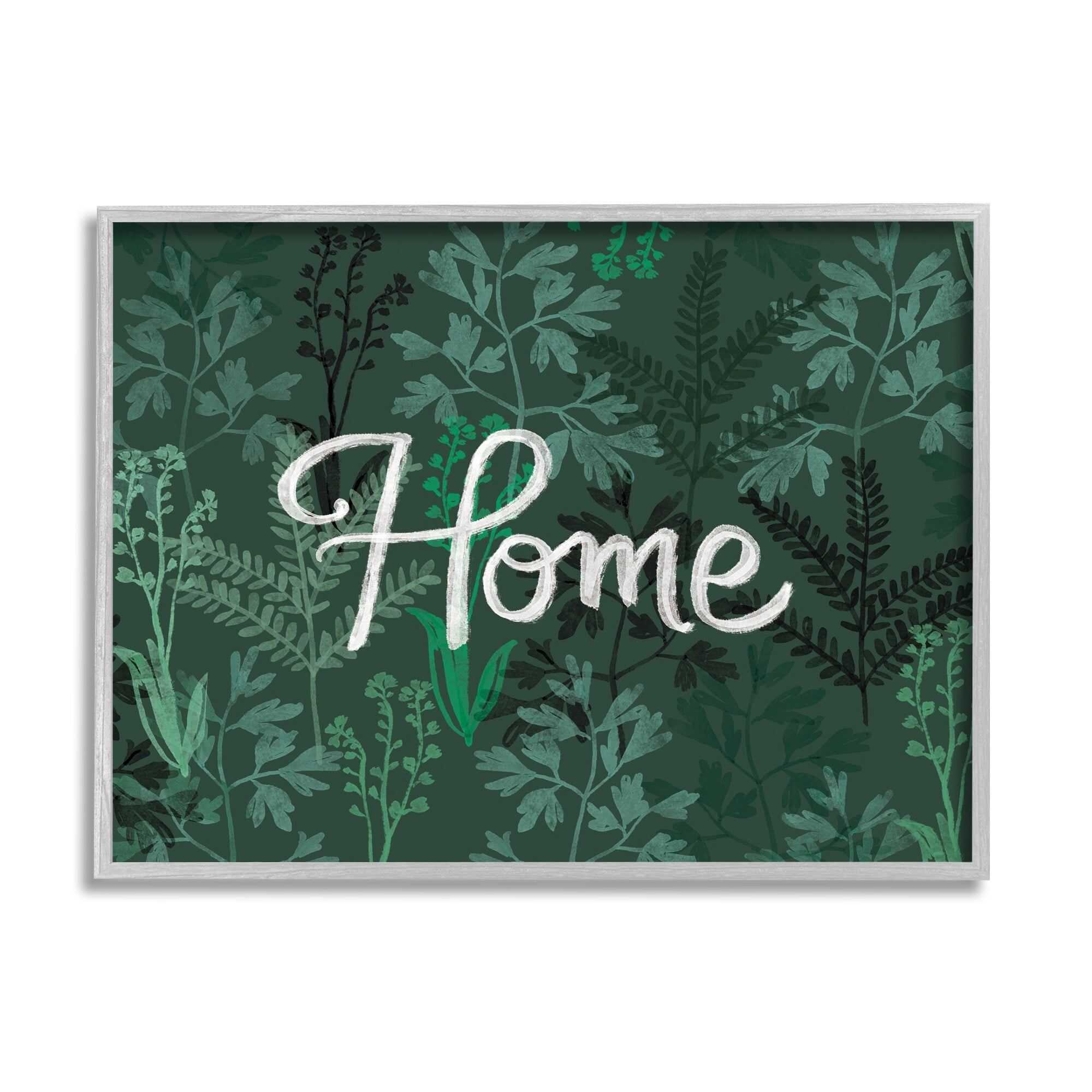 Stupell Industries Green Botanicals Plants Home Calligraphy Cottage Design Graphic Art Gray Framed Art Print Wall Art, Design by Ilaria Benedetti