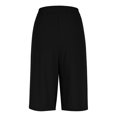thumbnail image 5 of Women's Cotton Linen Bermuda Shorts, Elastic Waist Loose Fit 5 Inch Shorts with Side Pockets, Casual Summer Solid Color Knee Length Shorts for Daily Lounge Vacation Wear 01-Black XL, 5 of 5