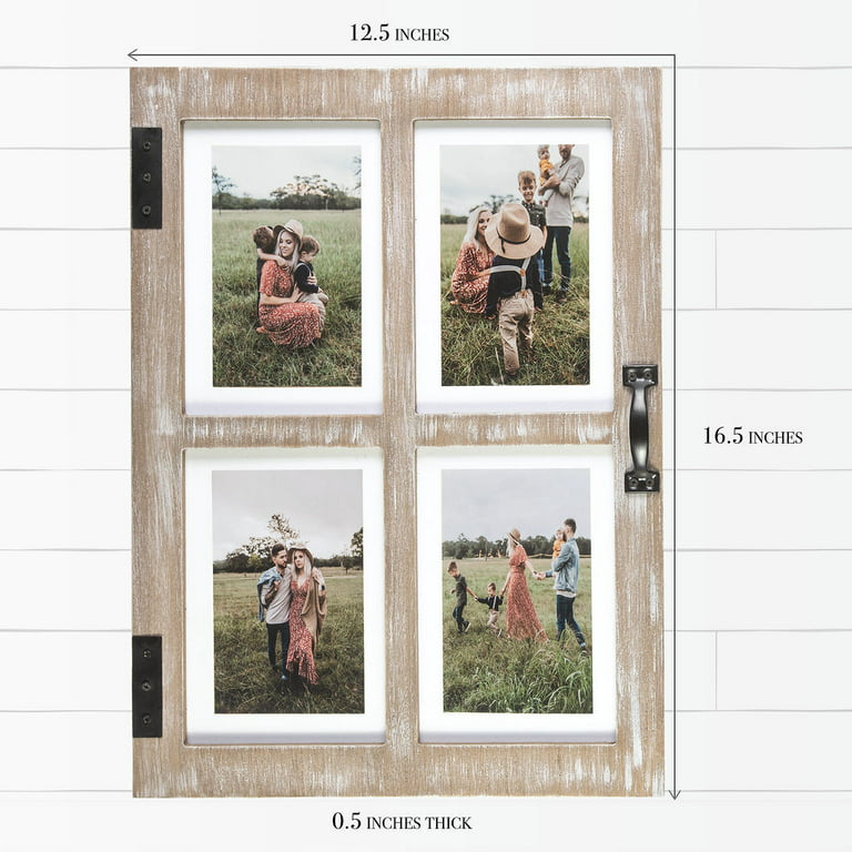GLM Collage Picture Frames for 4x6 and 5x7 Photos with Glass and Mat, Photo Frame  Collage for Wall Holds Five 4x6 Or 5x7 Photos - Picture Frames Collage  Rustic Distressed (Black) 