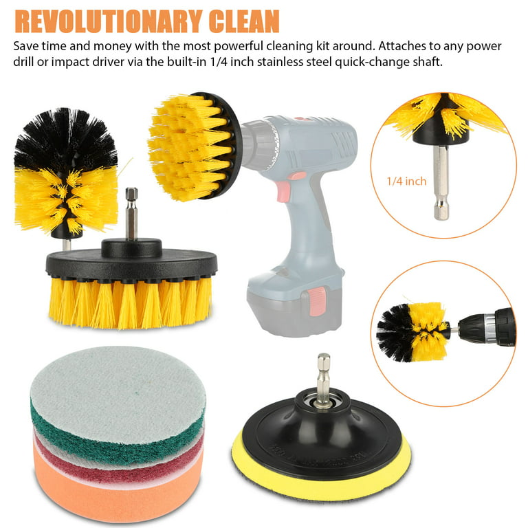 UNTIOR Electric Drill Brush Attachment Set Power Scrubber Brush Car  Polisher Kitchen Bathroom Cleaning Kit Toilet Cleaning Tools - AliExpress