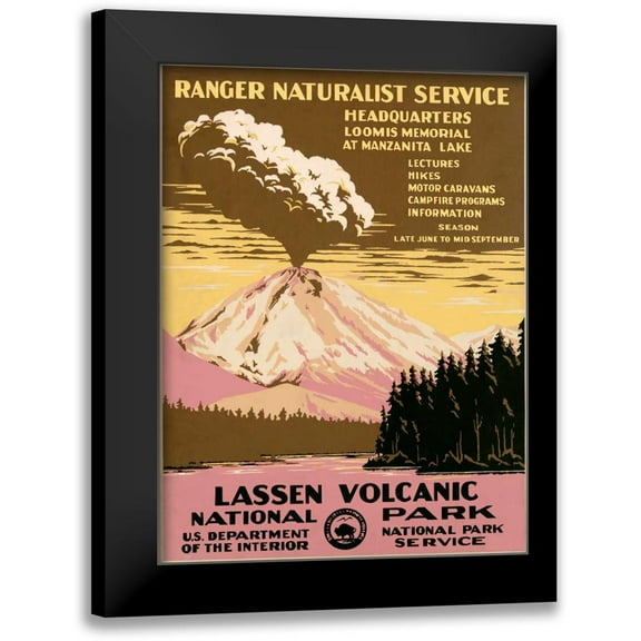 Ranger Naturalist Service 12x14 Black Modern Framed Museum Art Print Titled - Lassen Volcanic National Park, ca. 1938