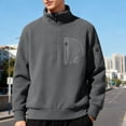 thumbnail image 3 of ZCFZJW Fashion Mens Sherpa Fleece Sweatshirts Trendy Fall Winter Half Zip up Stand Collar Long Sleeve Pullover Tops Plush Thick Warm Outwear Jackets with Pockets Gray XS, 3 of 10
