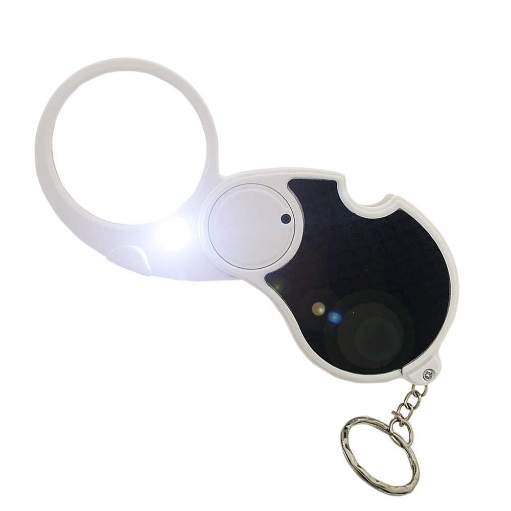 Key ring keyring Loupe LED folding 45mm magnifying glass magnifier 5X