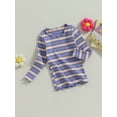 thumbnail image 4 of Musuos Kids Baby Girl Shirt 12 18 24M 3 4T Long Sleeve Casual Stripe Print Lettuce Trim Tops Cute Pullovers for Toddler, 4 of 10