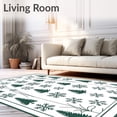 thumbnail image 2 of ODIKA 5x7 Machine Washable Non-Slip Area Rug, Evergreen Pine Tree Forest with Snowflake Accents Tapestry Design High Traffic Rug, Green, 649613, 2 of 7