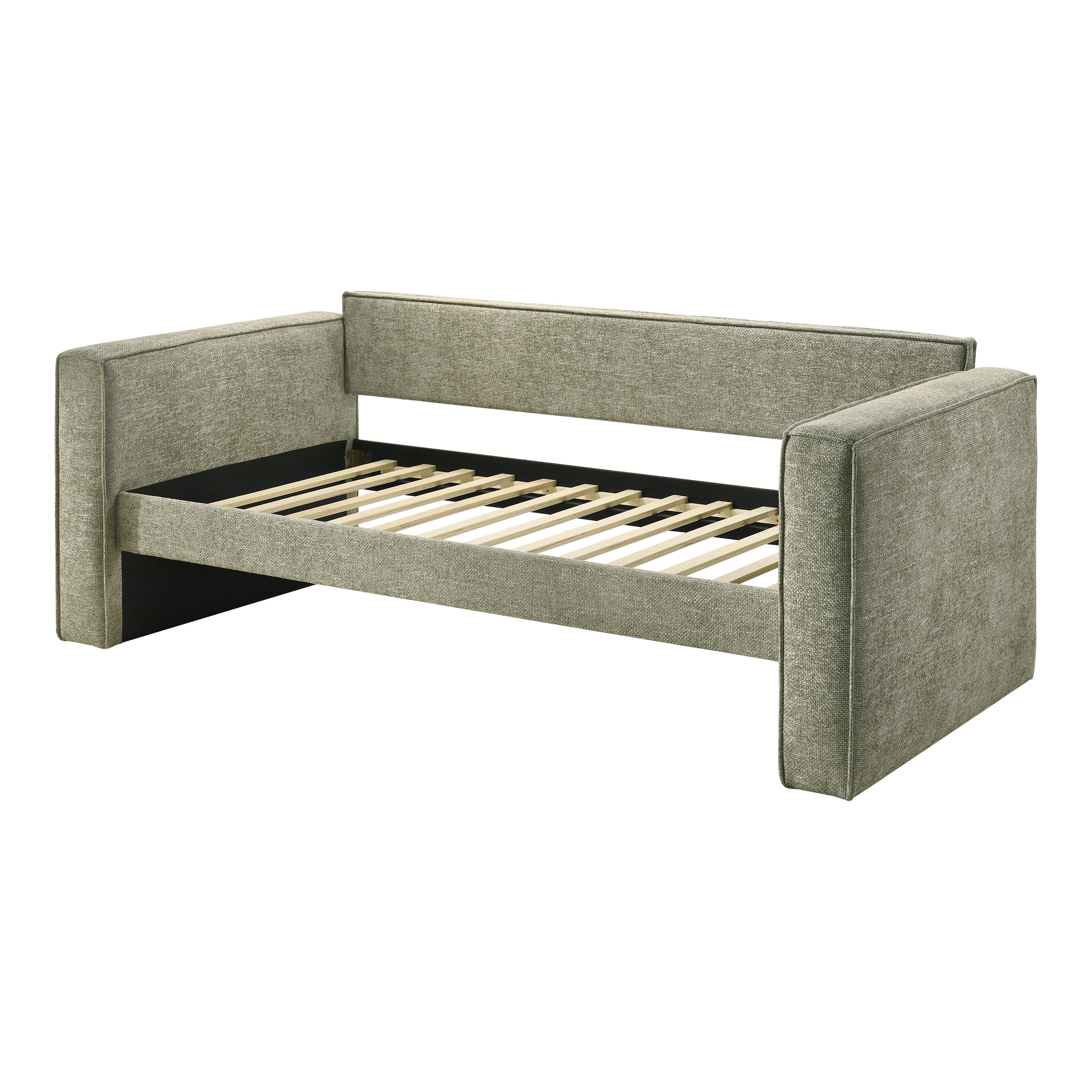 Furniture of America Hearth Fully Fabric Upholstered Square Arm Twin Daybed with Trundle, Light Green