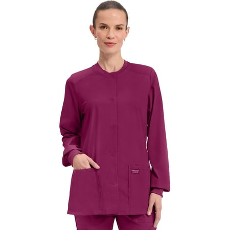 Cherokee Women's Snap Front Scrub Jacket with 3 Pockets and Knit Cuff - WW340