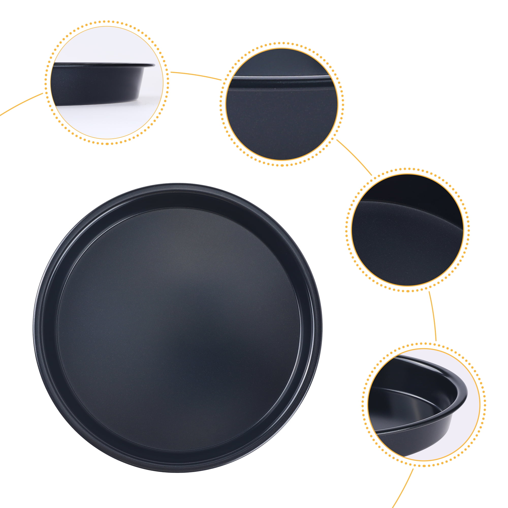 Baking Sheet Pan Set of 3, Warp-Resistant Nonstick Round Cake Pan, Cookie Sheets, Thick Sheet Pans for Baking, Roasting Black 7.9*7.9*1in