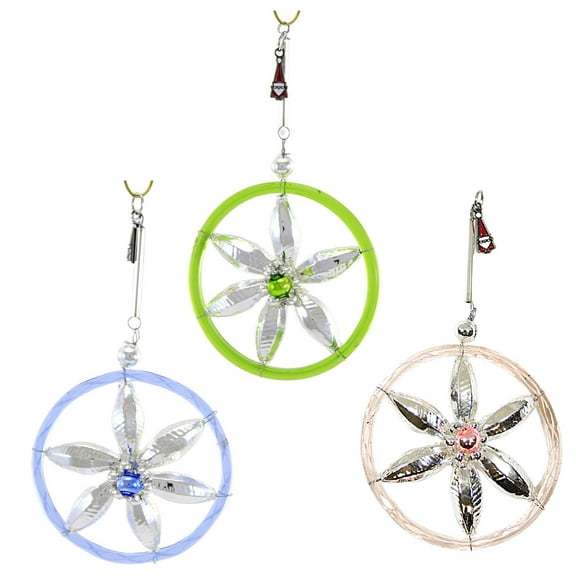 Santa Land 4.00In Tommys Mid Century Daisies, Glass, Ornament Set 3 21R1090