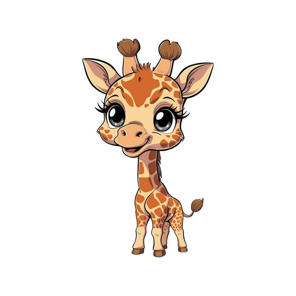 Cute Playful Vibrant Baby Giraffe Joyful Animal Wall Art Sticker Designs Vinyl Stickers For Home House Walls Rooms Windows Bedroom Decoration Size (12x12 inch)