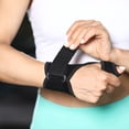 thumbnail image 3 of Vogacara Muñequeras Hombre Elástico Pulgares Soporte Ajustable Exterior Transpirable Protector Fitness Deporte Gimnasio Entrenamiento Baloncesto Salud Derecho Vogacara CE014884-02, 3 of 6