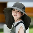 thumbnail image 5 of Children's Solar Fan Sun Hat with Wide Brim Neck Flap UV Protection Breathable Mesh Outdoor Fishing Hiking Safari Boonie Hat for Kids Portable Cooling System Everyday Casual Gear Accessory, 5 of 7