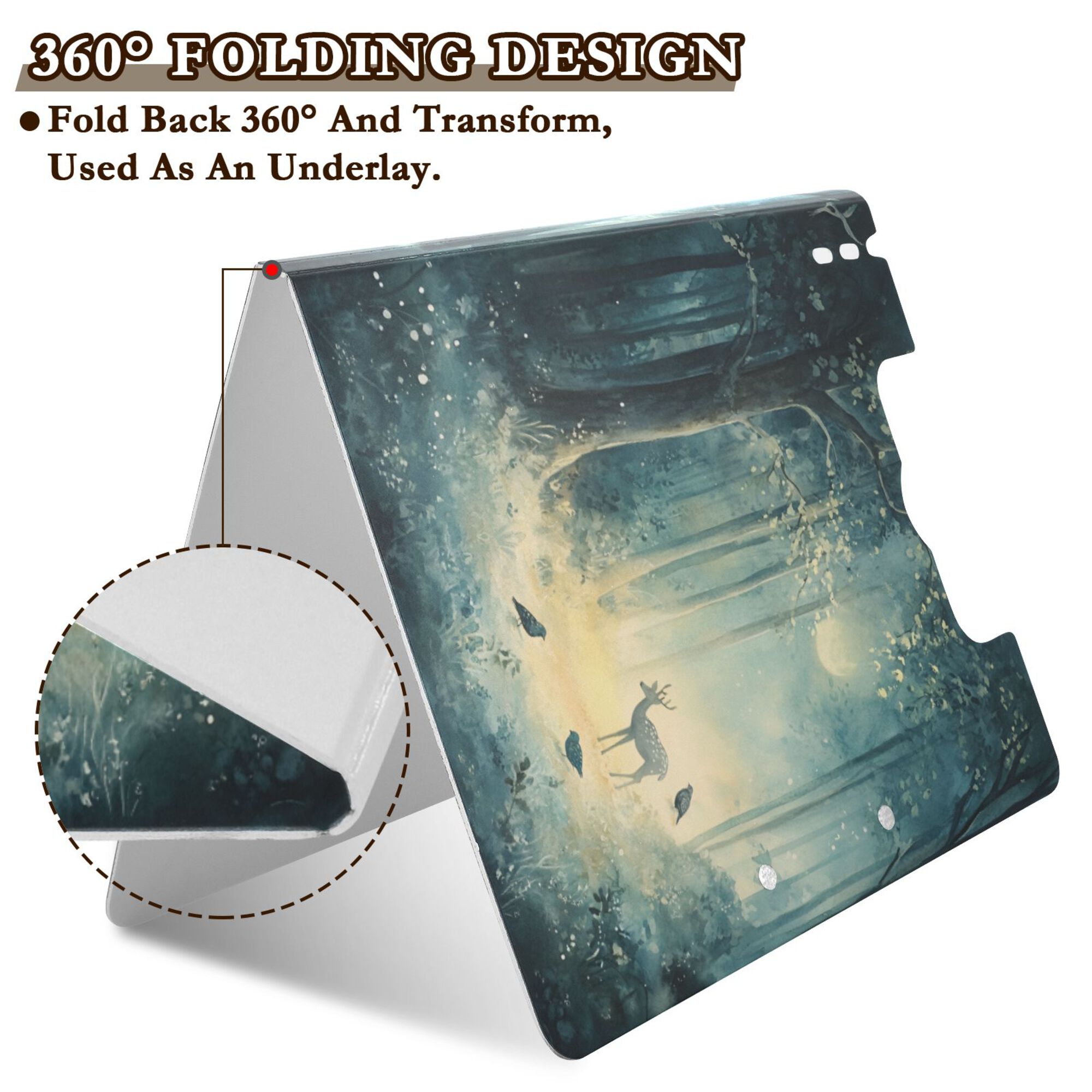 FORMRS A4 Clipboard Folder with Pen Holder Horizontal Foldable School Office Binder, Night Forest Scene