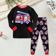 thumbnail image 2 of NOLDARES 2 Piece Toddler Baby Boy Fall Winter Clothes Long Sleeve Sweatshirt Tops Elastic Waist Pants Cute Print Outfits Clothing Set(Red,3-4 Y), 2 of 6