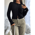 thumbnail image 4 of Women's Slim Fitted Round Neck Cardigan Sweater Button Down Basic Knit Outerwear, 4 of 10