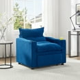 thumbnail image 3 of Sleeper Sofa Chair Bed, 3-IN-1 Convertible Single Sofa Chair with 2 Cup Holders, Adjustable Pullout Sofa Bed with Modern Velvet Fabric for Living Room Office Studio Apartment Small Space, Blue, 3 of 9