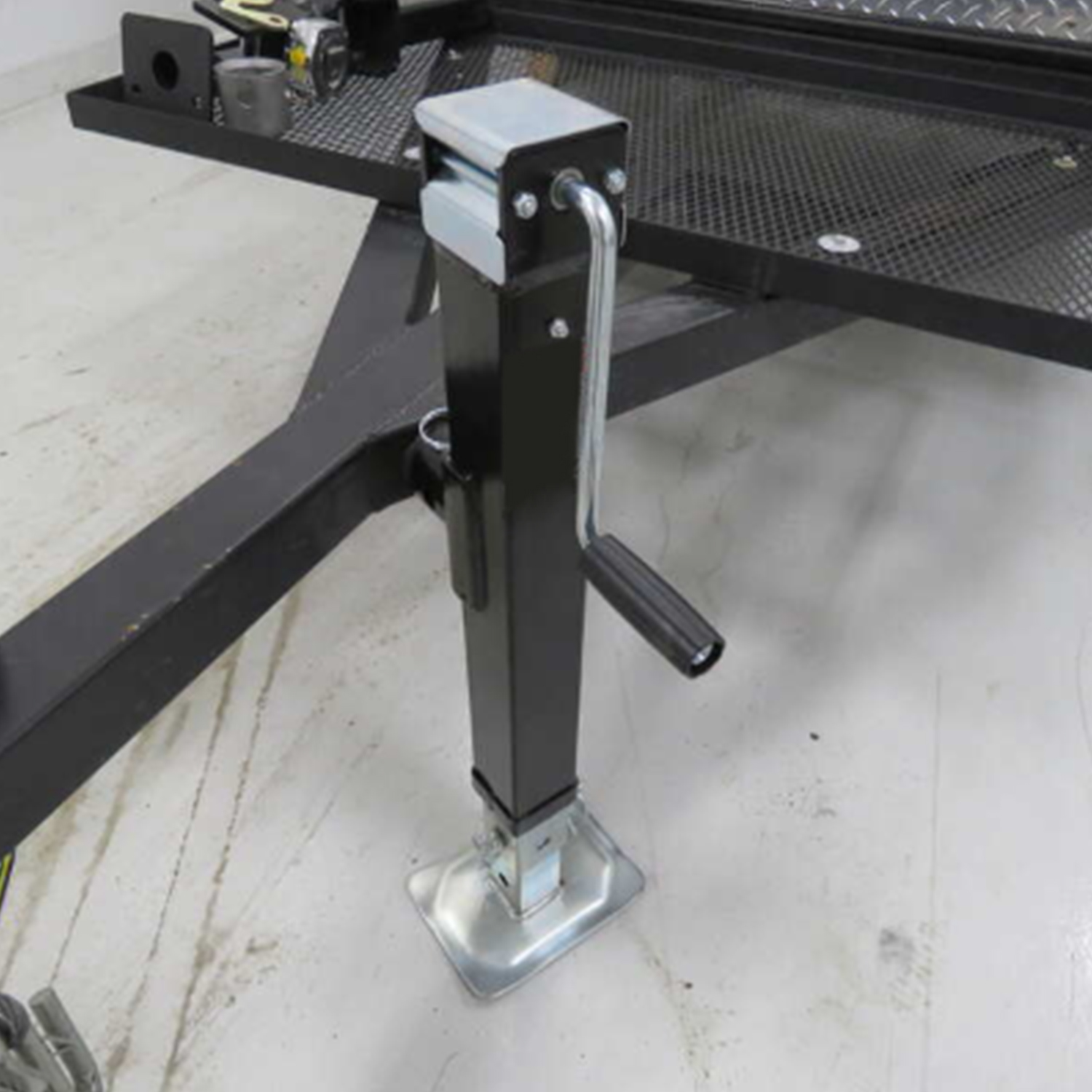Heavy-Duty Square Trailer Jack - Sidewind, Drop Leg, 15" Travel, Weld-On 8000lbs