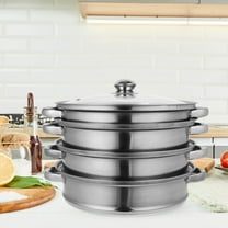 TOYMYTOY 1pc Layered Steaming Pot Stainless Steel for Cooking in Silver with Multifunctional Design
