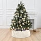 thumbnail image 4 of Falda de árbol de Navidad de punto afelpado con rayas verticales | Decoración navideña en blanco y rosa | Falda de árbol de tela de 72 x 24 cm para guardar regalos y proteger el suelo | Decoración, 4 of 5
