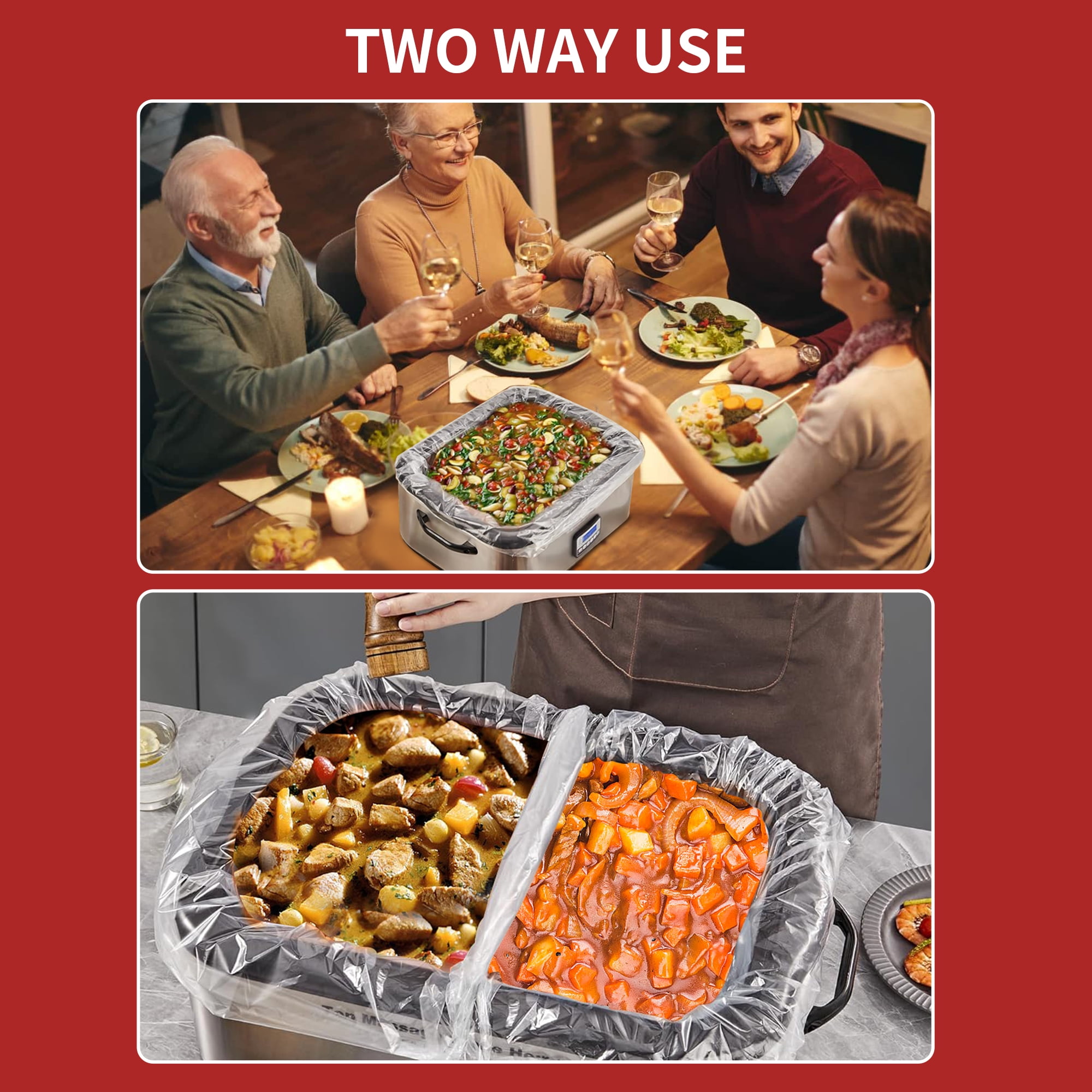20 Pack Electric Roaster Liners,18" × 34"  Disposable Roaster Liners Fit 16, 18, 22 Quart Roasters Cooking Bags for Instant Cleanup