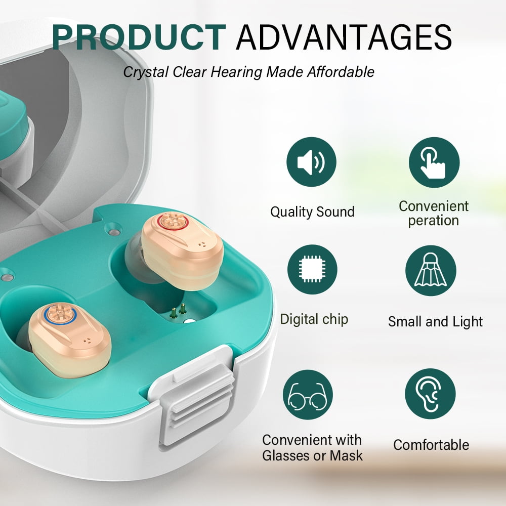 Adofi Hearing Aids for Seniors, Rechargeable Personal Sound Amplifiers for Severe Hearing Loss, Hearing Amplifiers for Adults with Noise Cancelling, Magnetic Charging Case