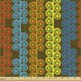 thumbnail image 2 of Ambesonne Vintage Fabric by the Yard Upholstery, Stripes With Circles Art, 1 Yard, Yellow Marigold Sky Blue, 2 of 5
