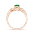 thumbnail image 2 of ANGARA Natural Emerald and Diamond Twisted Vine Engagement Ring in 14K Rose Gold for Women (Size-6mm) | May Birthstone, Birthday, Anniversary, Jewelry Gift for Women | Natural Emerald Ring, 2 of 10