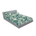 thumbnail image 2 of Flowers Vintage Fitted Sheet & Pillow Sham Set, Wild Nature Jungle Boho Inspired Japanese Style Floral Pattern Art, Decorative Printed 3 Piece Bedding Decor, King, Avocado Green Cream, by Ambesonne, 2 of 2